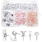 200 Pieces Push Pins Set, 5 Types Clear Thumb Tacks Push Pins for Wall Cork Board Bulletin Boards with Storage Box