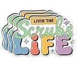 (3Pcs) Livin’ The Scrubs Life Sticker Funny Nurse Stickers Medical Life Humor Gifts Waterproof Vinyl Decals for Laptop Tumbler Badge Reel Notebook Healthcare Worker Appreciation Sticker Size 2" x 3"