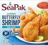 SeaPak Jumbo Butterfly Shrimp, Crispy Oven-Baked, Delicious Jumbo Shrimp with Breading, Frozen Seafood, 9 oz