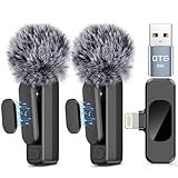 NICHOM Wireless Lavalier Microphone for iPhone iPad,MacBook,Mini Mic with Noise Reduction,Lightning Microphone for Video Vlog,TikTok,YouTube,Interviews,Live Streaming,2 Pack(for iPhone 14 and Below)