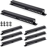 8 Pieces 19 Inch Cable Manager 1U 24 Slot Horizontal Server Rack Mount Cable Management Organizer Raceway Metal Finger Duct with Cover and Screw for Wire Network Wall Cord, Black