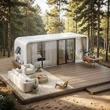 RYONGII 19FT Modern Prefab Steel-Framed Tiny House to Live in - Built for 16-Storm Winds & Earthquakes Proof，Customizable Mobile Cabin with Full Kitchen & Bath - Backyard Office, Guest House, ADU
