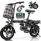 Electric Bike for Adults Teens, Folding Ebike,Commuter City Foldable E Bike with 560W Motor and 48V 10Ah Battery, 24MPH Speed Pedals Assist, Dual Disc Brakes,14" Compact Electric Bicycle with Basket