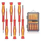 HURRICANE 1000V Precision Insulated Screwdriver Set, 6 Piece Insulated Electrician Screwdriver Set with Magnetic Tips for Electrical Repairs. Slotted(1.8mm, 2.0mm, 2.5mm, 3.0mm), Phillips(PH00, PH0)