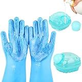 IDQQUQQ 2PCS Dog Washing Gloves and Dog Shampoo Brush, Dog Bath Brush That can add Dog Shampoo, Dog Bath Supplies Dog and Cat Bath Set