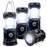 Collapsible Portable LED Camping Lantern XTAUTO Lightweight Waterproof Solar USB Rechargeable LED Flashlight Survival Kits for Indoor Outdoor Home Emergency Light Power Outages Hiking Hurricane 4-Pack