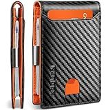 RUNBOX Slim Wallets for Men - Leather Money Clip Mens Wallet - RFID Blocking Front Pocket Bifold Wallet - Thin Credit Card Holder with Gift Box
