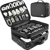 MATEIN Cord Organizer Case with Adjustable Divider, DJ Cable File Bag for DJ Gear, Sound Instrument and Music Equipment Accessories, Shockproof Portable Double Layer Cord Bags, Black