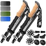 Premium Foldable Hiking Poles by USA Brand - Adjustable, Lightweight Trekking Poles Made of Aircraft Aluminum, Metal Locks Cork EVA Grips (Cork - Black, 100-120 cm for Height: 5'9" and Smaller)