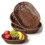 3 Pack Wicker Bread Basket, 11 Inch Woven Bread Basket Sets