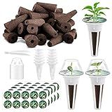 Tigvio 125 Piece Hydroponic Pods Kit: Grow Anything with 50 Grow Sponges, 12 Baskets, 12 Domes, 50 Labels, 1 Tweezer - Compatible with All Hydroponics Brands