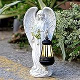 VChymm Solar Angel Outdoor Garden Decor Statues – 13.2 inches Solar Outdoor Sculptures for Outside Yard Art Patio Balcony Front Lawn Ornaments Gifts for Mom Grandma Women