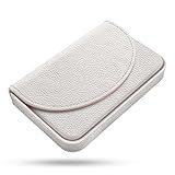 xiviers Business Card Holder，PU Leather Business Card Case Color Printing Pattern Card Holder Wallet，Pockets Magnetic Credit Card Holders for Men and Women，White