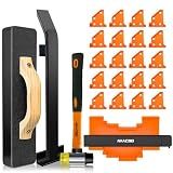 NAACOO Laminate Flooring Tools,Vinyl Flooring Tools, Heavy Tapping Block, Heavy Pull Bar, 10”Contour Gauge, 20pc Upgrade Flooring Spacers, Rubber Mallet - Professional 5 in 1 Flooring Installation Kit