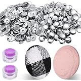 100 Sets Cover Buttons Kit with Tools Size Buttons to Cover Self Cover Buttons with Wire Backs DIY Fabric Cloth Cover Buttons (Size 24/0.59 Inch)