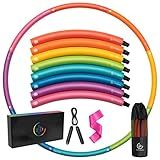 Weighted Hula Hoop for Adults - 2.8lb Detachable Exercise Hoop - Fun & Portable Fitness Circle with Jump Rope, Resistance Band & Carry Bag (Multicolor)