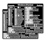 2-Pack丨Windows Shortcut Sticker丨, Keyboard Shortcut Vinyl Sticker, Laptop Keyboard Shortcuts Stickers for Windows System Any PC Computer Laptop Desktop Notebook-Black Background with White Letters