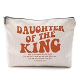 Christian Gifts for Women, Christian Makeup Bag, Groovy Daughter of the King Bible Verse Scripture Cosmetic Bags Toiletry Bag for Women, Bible Verse Gifts, Religious Gifts for Christian Woman