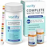 Varify 17in1 Complete Drinking Water Test Kit - 100 Strips + 2 Bacteria Tester Kits - Well, Tap, Home, City Water Testing Strip for Lead, Alkaline, Chlorine, Hardness, Iron, Fluoride, Copper & More