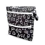 FLOCK THREE 3D Waterproof and Washable Wet Bag Luggage Organiser for Travel storage Stroller Daycare Baby Diapers Yoga Beach Pool Swimsuits Luggage Packing for Travel Accessories (Black Cats)