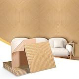 Laapee Self-Adhesive Acoustic Panels 6-Pack (Covers 24 Sq Ft) - 23.6"x23.6" Sound Proof Wall Panels with 25dB Noise Reduction, Easy No-Tools DIY, Brown Wood Grain for Home Office & Studio