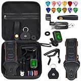 ASZUNE Guitar Accessories Kit:Strap,Capo,Picks,GuitaTuner,guitar string winders,Premium Guitar Gifts for Men, Beginners