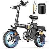 DTTZH 1000W Folding Electric E Bike for Adults, 28MPH Commuter 14" Folding Ebike, 750W Motor Foldable Electric E-Bike, 48V 15Ah Removable Battery UL 2849 Certified, 60 Miles PAS Range (Black)