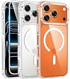 FNTCASE for iPhone 17 Pro Case, Compatible with Magsafe, Clear Transparent Magnetic Shockproof Protective Rugged Phone Cover with Screen Protector - 6.3 inch (A-Clear)
