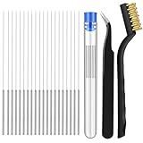 22PCS 3D Printer Nozzle Cleaning Kit, 3D Printer Cleaning Kit with 20x 0.4mm Stainless Steel Needles, 1 Precision Tweezer & Copper Wire Brush, Universal Clog Removal Tool for 3D Printers