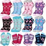 Glitopper 8 Pairs Dance Theme Socks Dancer Team Gifts Bulk for Girls Women Ballet Socks Accessories Party Favors(Classic)
