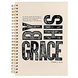 BearCake Christian Notebook Journal, Christian Gifts for Women, By His Grace Scripture Prayer Journal for Women, Bible Journaling Neutral Hardcover Spiral Notebook 5.5x8.3