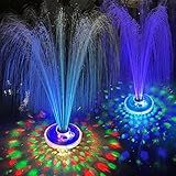 LanPool Floating Water Fountain with Underwater Lights, Powered Pump Outdoor, 2 Modes Sprinkler Waterfall Fountain for Inground Above Ground Pool, Pond-Blue-1PC