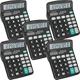 5 Pack Calculator Bulk, 12 Digits Calculators Desktop with Large LCD Display and Sensitive Butto, Solar and Battery Dual Power, Desk Calculator for Office, School, Home