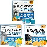 Washing Machine Dishwasher & Disposal Cleaning Tablets - Appliance Refresh Bundle Includes 12 Month Supply Cleaner Deodorizer, Washer Descaler, Disposer Freshener Deep 72