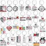 Landical 30 Pcs US City State Souvenirs Gifts Metal Keychain NYC Keychains Florida Gifts Texas Keychains Bulk Travel