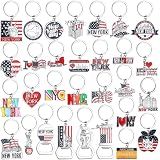Landical 30 Pcs Silver Us City State Souvenirs Gifts Chicago Metal Keychain Florida Gifts Texas Bulk Travel