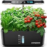 Ahopegarden Hydroponics Growing System Herb Garden: 10 Pods Indoor Garden Kit with LED Grow Light and Smart Temp & Humidity Display - Plant Germination Kit for Home Kitchen