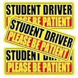Student Driver Magnet for Car, 3 Pack Please Be Patient New Student Driver Sticker Safety Warning Reflective Signs, Reusable Magnetic Reflective Rookie Drivers Bumper Sticker