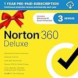 Norton 360 Deluxe 2026 Ready, Antivirus software for 3 Devices with Auto-Renewal – Includes Advanced AI Scam Protection, VPN, Dark Web Monitoring & PC Cloud Backup [Download]