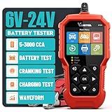 Car Battery Tester 6V 12V 24V VDIAGTOOL BT500, 5-3000 CCA Battery Load Tester, Starter Alternator Tester Automotive Charging Cranking System Analyzer for Car Truck Motorcycle SUV ATV Boat