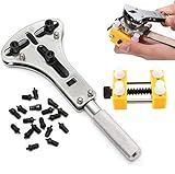 Set of Watch Repair Kit, 3 Point Wrench Screw Case Remover Tool, Adjustable Watch Back Case Opener, Battery Replacement and Movement Holder, Heavy Duty Stainless Steel