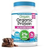 Orgain Organic Vegan Protein + 50 Superfoods Powder, Creamy Chocolate Fudge - 21g Plant Based Protein, 9g Prebiotic Fiber, No Lactose, Gluten Free, No Added Sugar, 2.02 lb (Packaging May Vary)