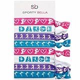Dance Hair Ties Gift Set – 8pc No Crease No Tug Elastic Hair Accessories for Girls, Ponytail Holders for Dancers, Dance Team, Recital or Competition Gifts