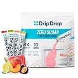 DripDrop Sugar Free Hydration Packets - Zero Classic Variety Pack - Single Serve Electrolytes Powder Drink Mix - Lemon Lime, Watermelon, Peach, Passion Fruit - Non-GMO, Gluten Free, Vegan - 32 Sticks