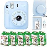 Fujifilm Instax Mini 12 Instant Camera Pastel Blue and Fuji Film Value Pack (60 Sheets) Bundle with Sturdy Tiger Accessories, Carrying Case, Photo Album 64 Pockets