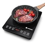 Portable Induction Cooktop 20 Temperature & Power Levels,1800W Single Burner Electric Cooktop with 6.8 inch Heating Coil, Hot Plate with Timer