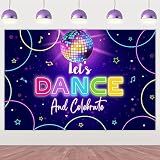 Wonmelody Disco Dance Party Decorations Vinyl Backdrop Let's Dance and Celebrate Musical Theme Party Supplies Disco Ball Music Decors for Birthday Bachelor Party Last Disco Teens Adults Blue Purple