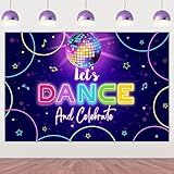 Wonmelody Disco Dance Party Decorations - Let's Dance and Celebrate Backdrop Musical Theme Party Supplies - Disco Ball Music Decors for Birthday, Bachelor, Teens and Adults