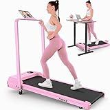 FUNMILY Foldable Walking Pad with Handle Bar, 4 in 1 Under Desk Treadmill with Incline, 2025 Upgraded Smart Folding Treadmill for Home/Office, Ultra-Quiet