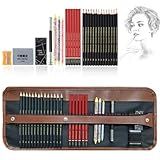 Heshengping Drawing Pencils Sketch Pencil Art Supplies Set for Kids Adults beginners Professional Sketching Art Graphite Charcoal Blending Stump Pencils kit